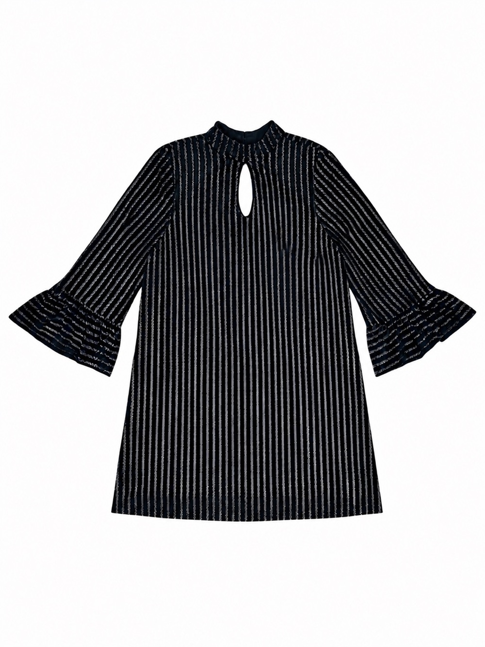 ModCloth Goth Whimsigoth Velvet Metallic Mock Neck Bell Sleeve Shift Dress M - Picture 2 of 9